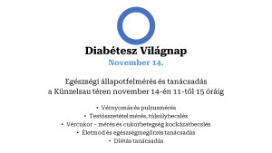 Diabétesz Világnap plakát – november 14., egészségi állapotfelmérés és tanácsadás